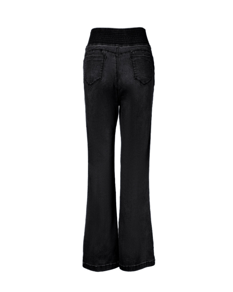 ChicMe CurveEase Back Shirred Button Front High Waist Jeans Skinny Flared Denim Jeggings