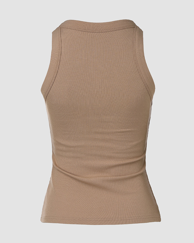 ChicMe Built-in Bra 2 Piece Athletic Tank Tops for Women Ribbed Tank Top