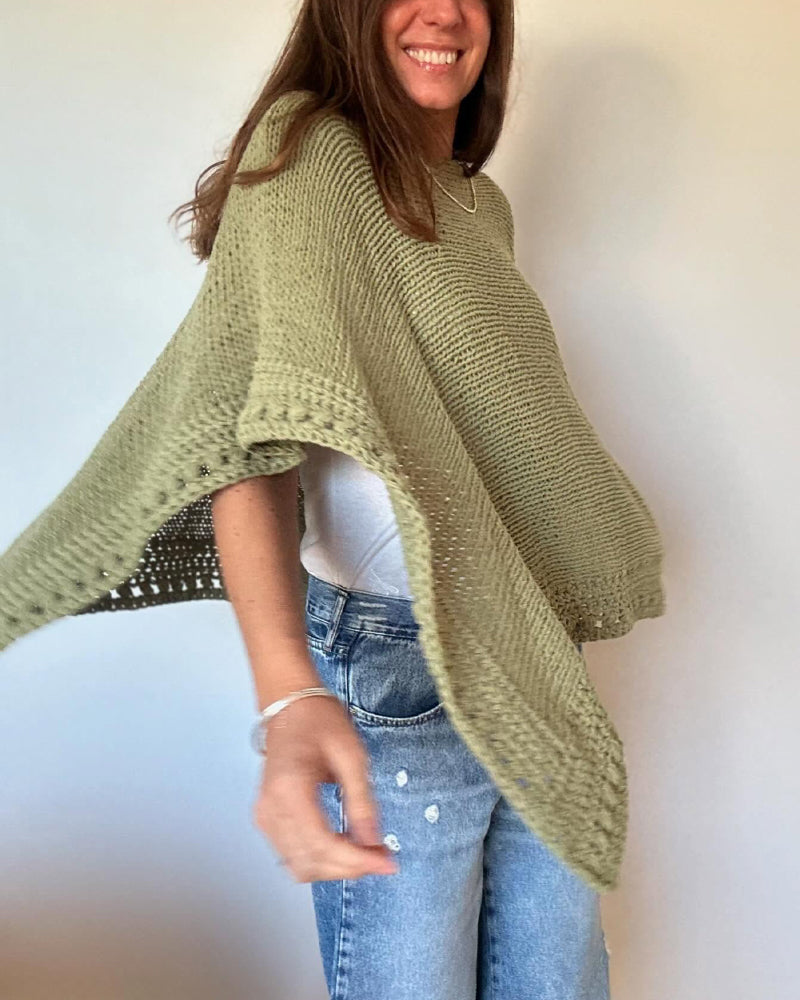 Solid Batwing Sleeve Hollow-out Crochet Pattern Top Casual Cover Up