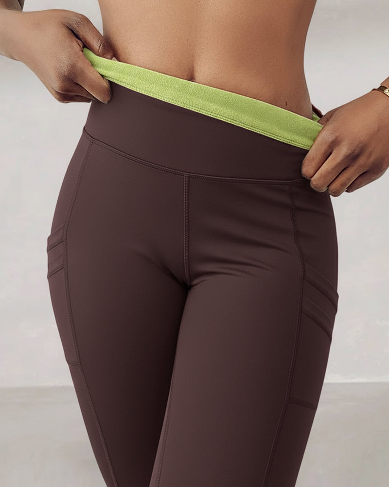 Winter Warm High Waisted Workout Athletic Leggings Tummy Control Butt Lifting Ultra Soft Thermal Lined Yoga Pants Women's Sportswear with Stacked Slit Pockets On Side