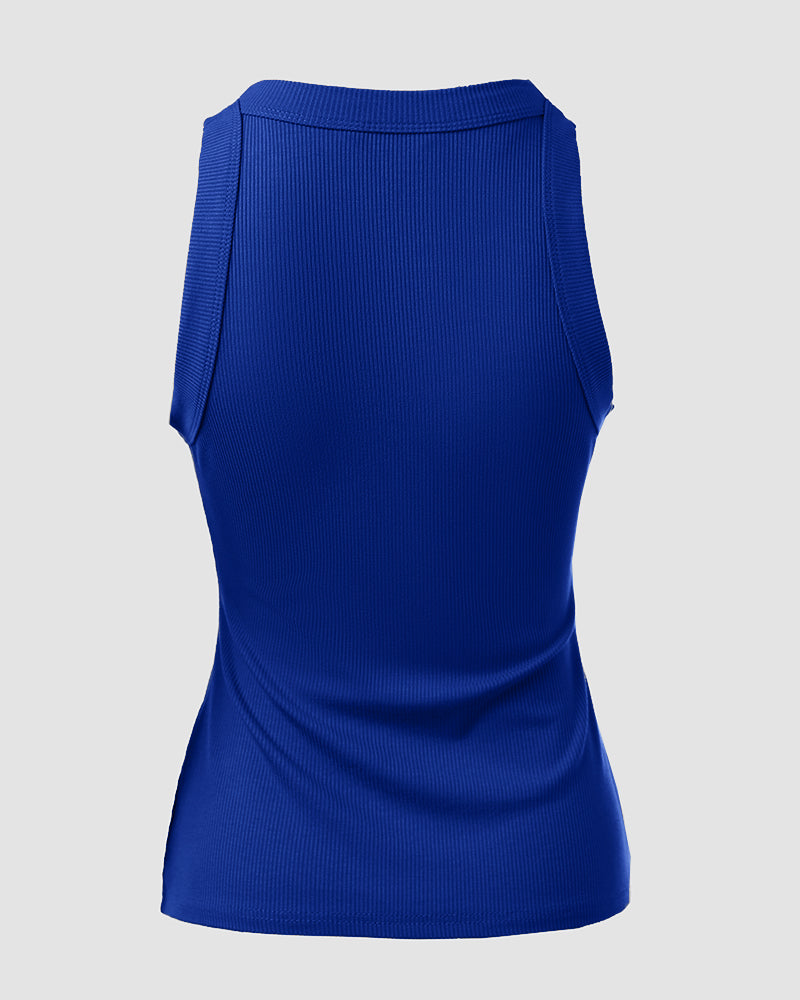 O-Neck Sleeveless Basic Slim Fit Skinny Tank Casual Top(Without Pads)