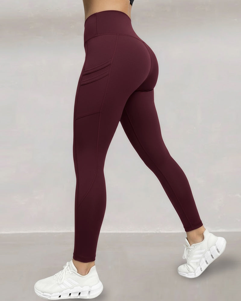 Winter Warm High Waisted Workout Athletic Leggings Tummy Control Butt Lifting Ultra Soft Thermal Lined Yoga Pants Women's Sportswear with Stacked Slit Pockets On Side