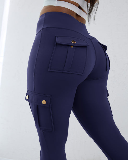 Butt Lifting Leggings with Flap Pockets High Waist Tummy Control Workout Cargo Pants
