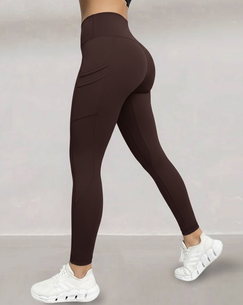 Winter Warm High Waisted Workout Athletic Leggings Tummy Control Butt Lifting Ultra Soft Thermal Lined Yoga Pants Women's Sportswear with Stacked Slit Pockets On Side