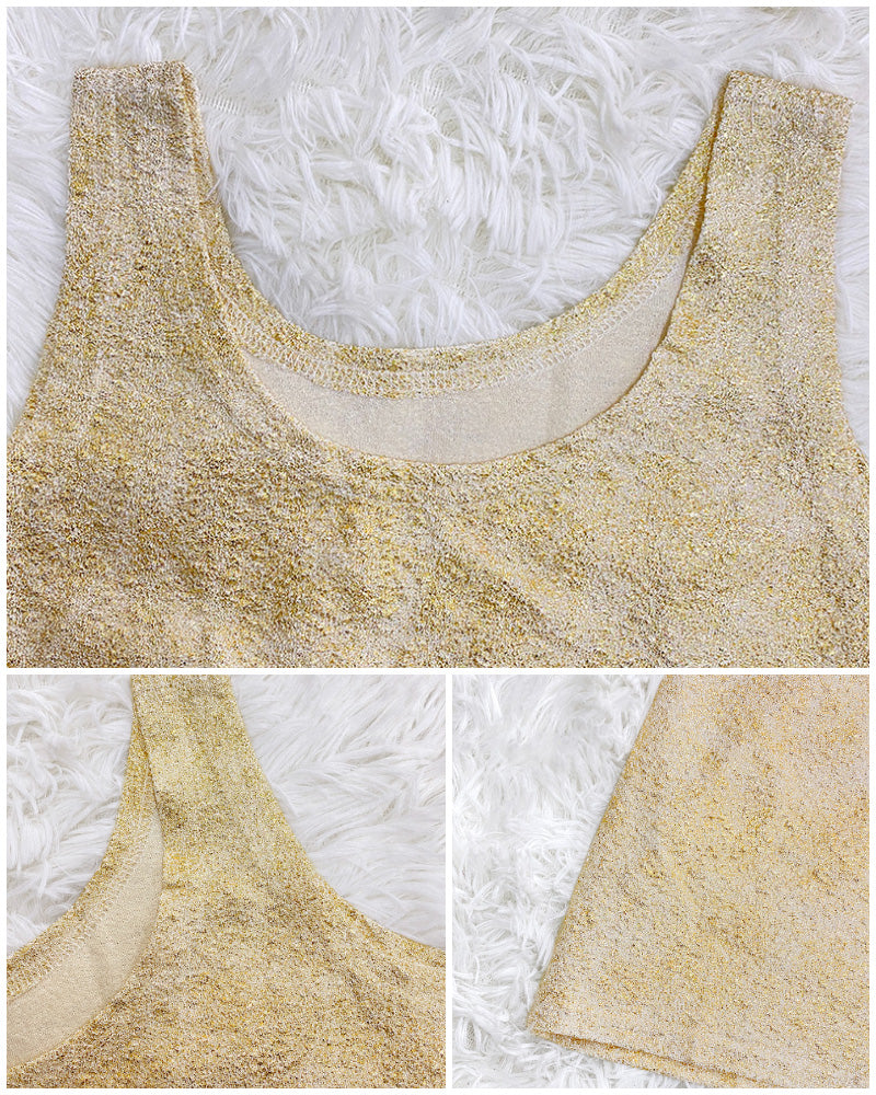 2 Piece Hollow-out Pullover Top Inner Tank Open-Knit Sweater Blouse Set