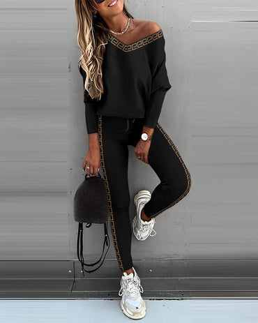 Geo Tape Patch Gigot Sleeve Top & Pants Set