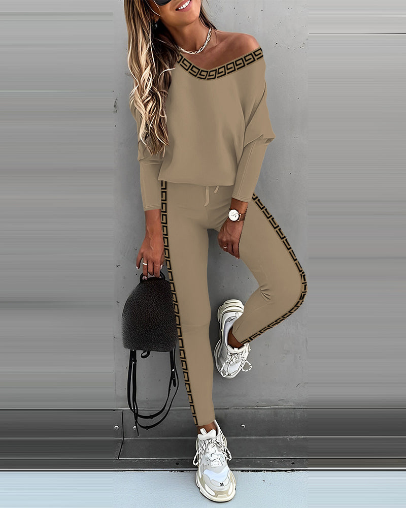 Geo Tape Patch Gigot Sleeve Top & Pants Set