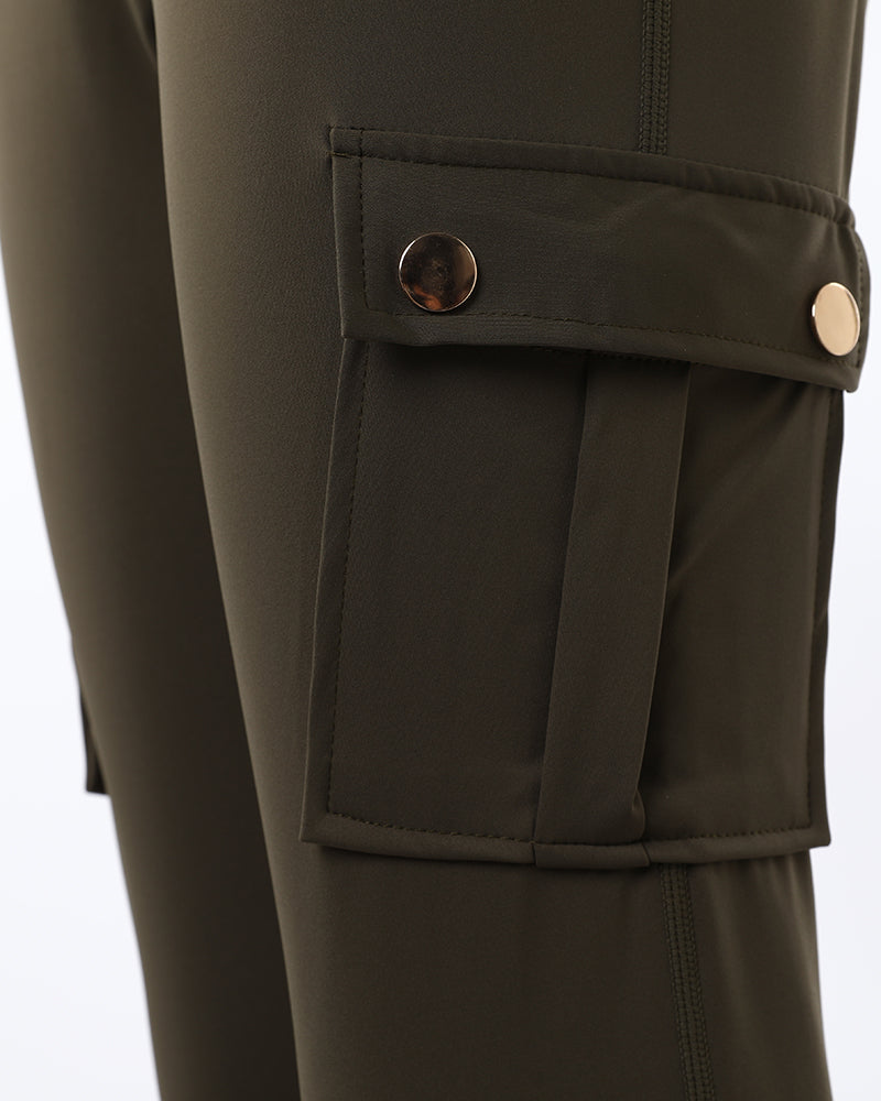 Butt Lifting Leggings with Flap Pockets High Waist Tummy Control Workout Cargo Pants