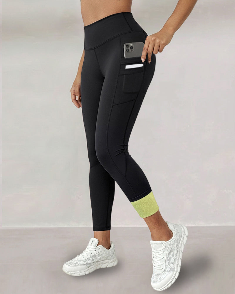 Winter Warm High Waisted Workout Athletic Leggings Tummy Control Butt Lifting Ultra Soft Thermal Lined Yoga Pants Women's Sportswear with Stacked Slit Pockets On Side