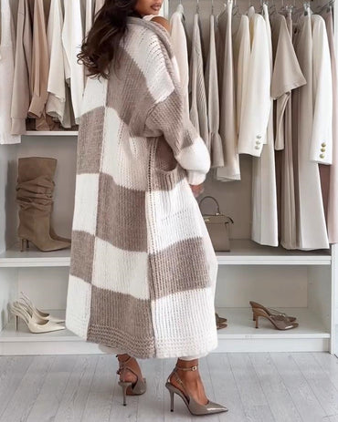 CHICMELIVE Open Front Oversized Long Knit Cardigan Sweater with Pockets