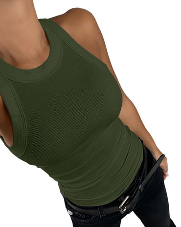 CHICMELIVE Women's High Neck Ribbed Tank Top Cami