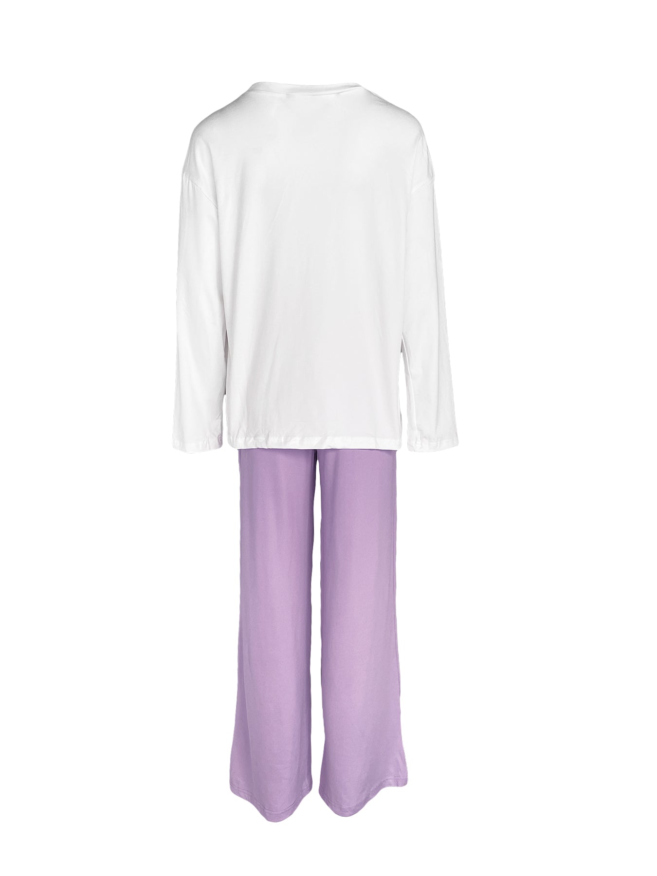2 Pieces Outfit Floral Placement Print Long Sleeve Drop Shoulder Top and Elastic Waist Pants Set Causal Pajamas Set