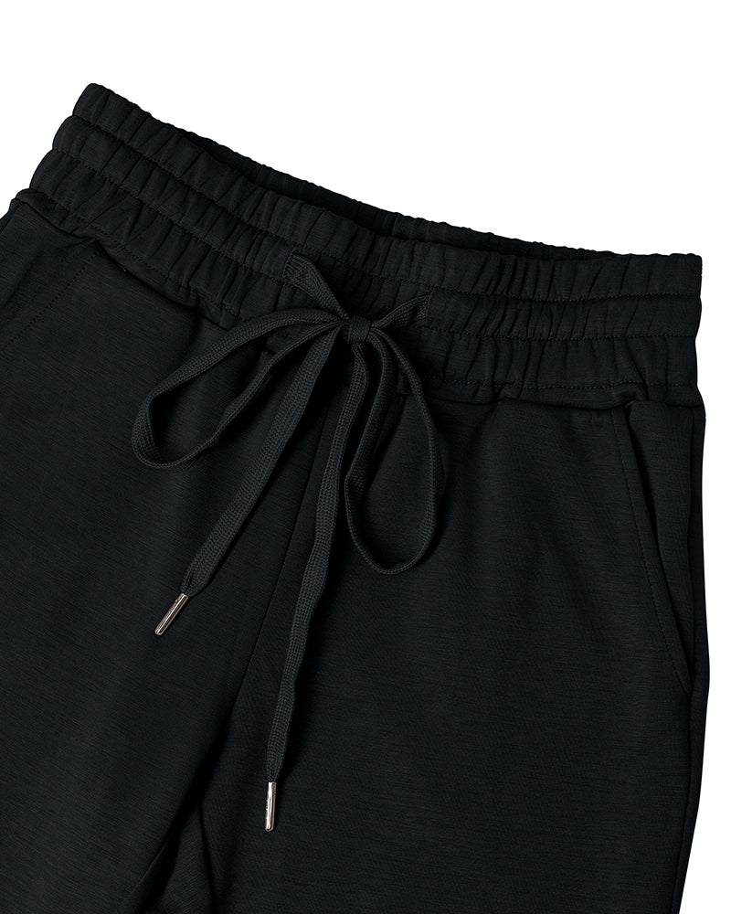 2 Pieces Outfit Drop Shoulder Kangaroo Pocket Stretchy Hem Crop Drawstring Hoodie Sweatshirt and Drawstring Elastic Waist Jogger Sweatpants Casual Tracksuit