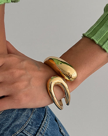 Chunky Open Bangle Bracelet Wide Wire Irregular Minimalist Jewelry
