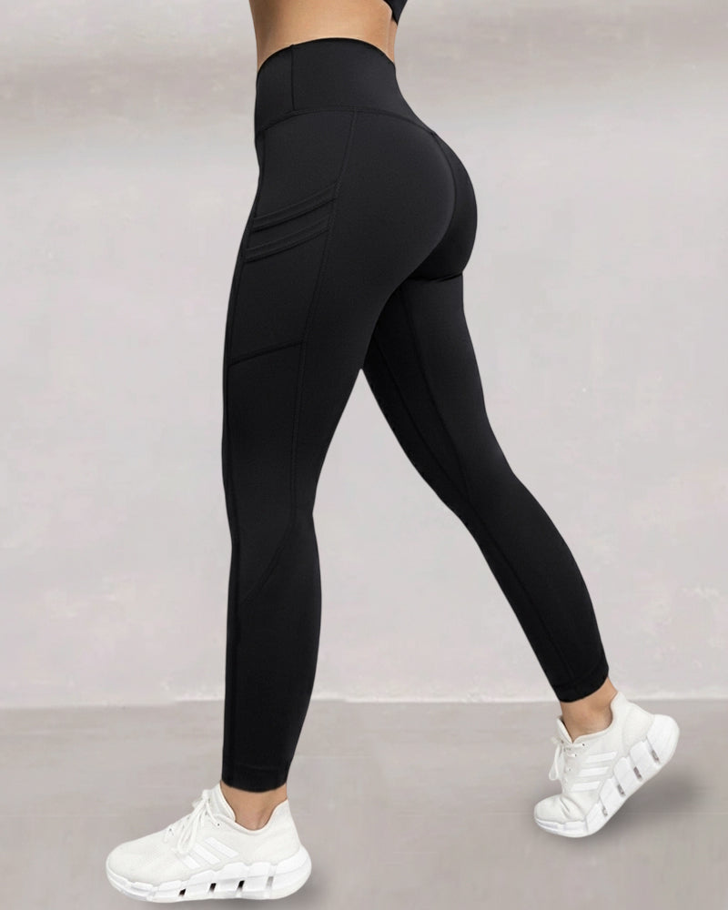 Winter Warm High Waisted Workout Athletic Leggings Tummy Control Butt Lifting Ultra Soft Thermal Lined Yoga Pants Women's Sportswear with Stacked Slit Pockets On Side