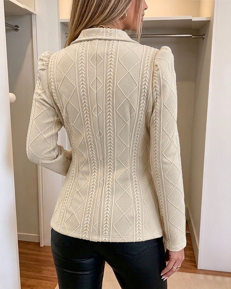 CHICMELIVE Women's Argyle Knit Blazer Jacket