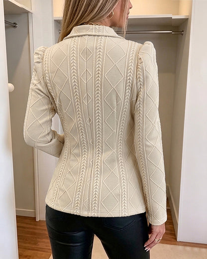 CHICMELIVE Women's Argyle Knit Blazer Jacket