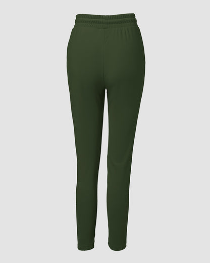 2 Pieces Outfit Long Sleeve Skew Neck Pullover Top and Drawstring Elastic Waist Slim Fit Pants Set