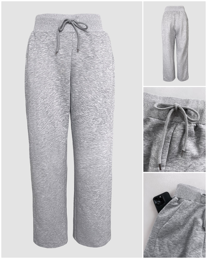 2-teiliges Outfit, langärmliges, kurzes Kapuzenpullover-Sweatshirt mit Kordelzug, Bündchen mit Daumenlöchern und lässigem Jogginghosen-Set mit Kordelzug und elastischer Taille mit weitem Bein 