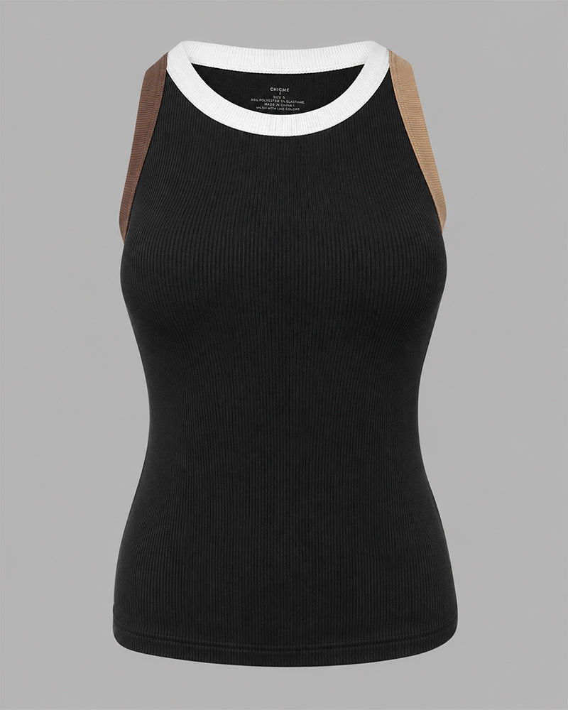 CHICMELIVE Womens Sleeveless Ribbed Built in Bra Tank Top-Lighted Blue-X-Large