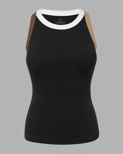 CHICMELIVE Womens Sleeveless Ribbed Built in Bra Tank Top-Lighted Blue-X-Large