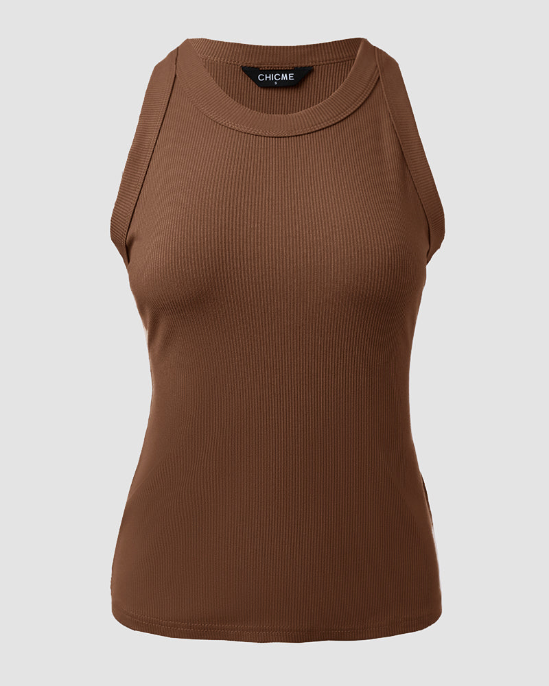 CHICMELIVE Women's High Neck Ribbed Tank Top Cami
