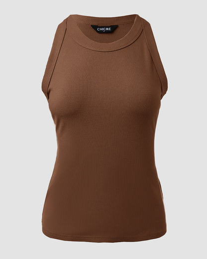 CHICMELIVE Women's High Neck Ribbed Tank Top Cami