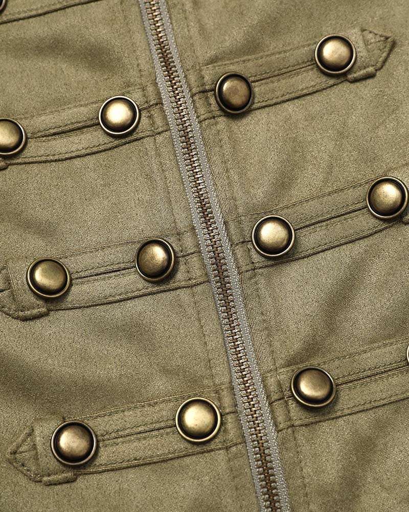 Womens Vintage Cropped Faux Suede Jacket Zip Up Shackets Coat