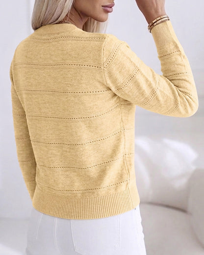 CHICMELIVE Womens Pearl Beaded Knit Cardigan Long Sleeve Cropped Sweater