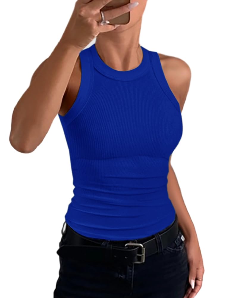 CHICMELIVE Women's High Neck Ribbed Tank Top Cami
