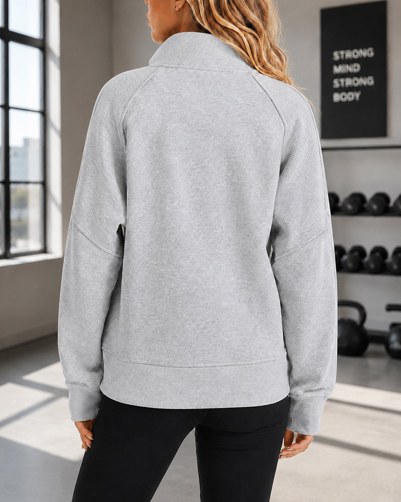 CHICMELIVE Women's Half Zip Sweatshirt Stand Collar Pullover with Pockets