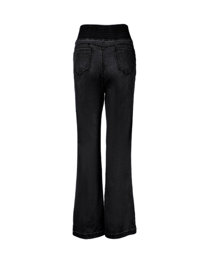 ChicMe CurveEase Back Shirred Button Front High Waist Jeans Skinny Flared Denim Jeggings