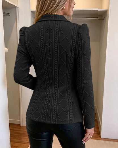 CHICMELIVE Women's Argyle Knit Blazer Jacket