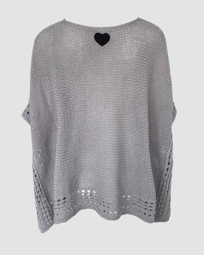 Solid Batwing Sleeve Hollow-out Crochet Pattern Top Casual Cover Up