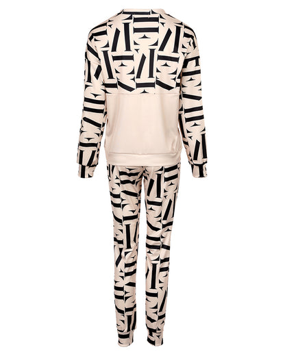 Geo Letter Print Long Sleeve Top & Pants Set