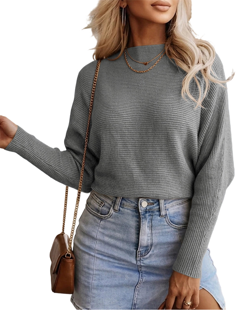 CHICMELIVE Womens Fall Boatneck Long Batwing Sleeve Sweaters