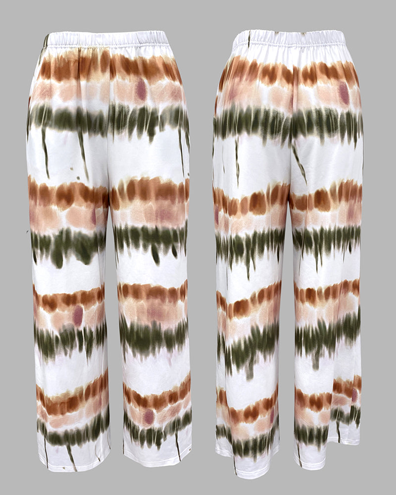 2 Pieces Outfit Letter Placement Print Long Sleeve Drop Shoulder Top and Ombre Loose Fit Pants Set Casual Pajamas Set