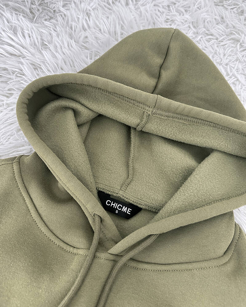 2 Pieces Outfit Kangaroo Pocket Thermal Lined Drawstring Hoodie Sweatshirt and Casual Elastic Waist Cinched Ribbed Cuffs Sporty Sweatpants Set
