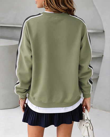 CHICMELIVE Women's Leopard Graphic Sweatshirt Crewneck Stripe Pullover Tops