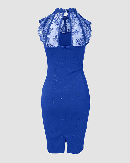 Glitter Contrast Lace Party Dress