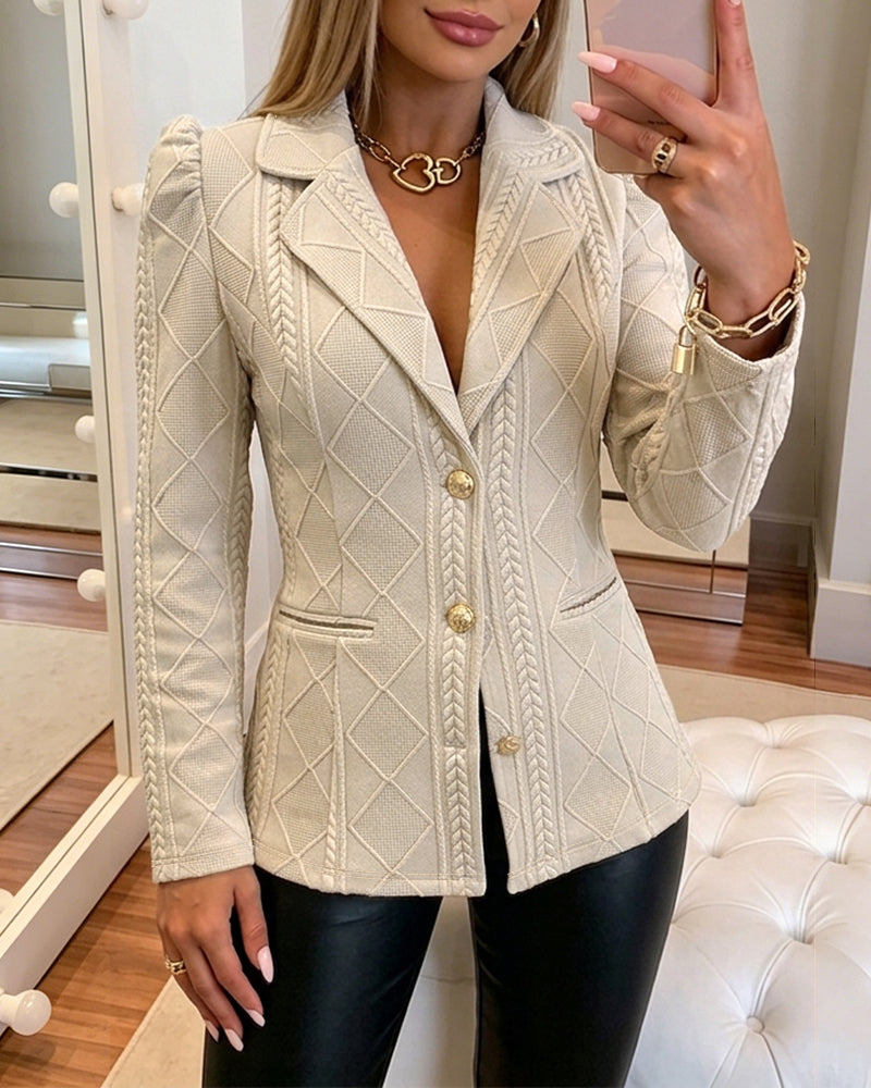 CHICMELIVE Women's Argyle Knit Blazer Jacket