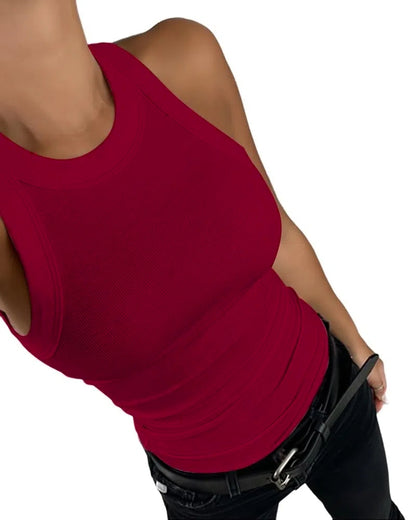 CHICMELIVE Women's High Neck Ribbed Tank Top Cami