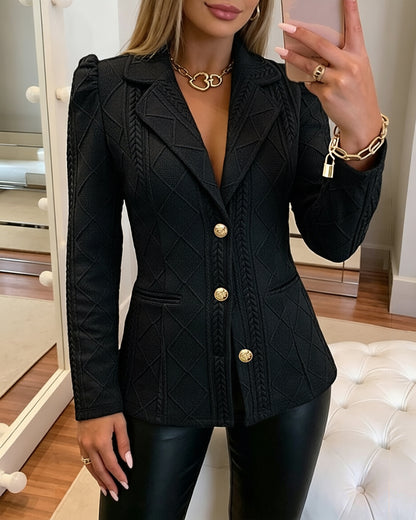 CHICMELIVE Women's Argyle Knit Blazer Jacket