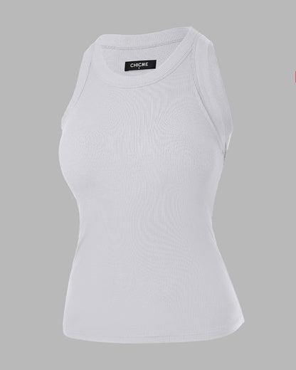 ChicMe Built-in Bra 2 Piece Athletic Tank Tops for Women Ribbed Tank Top