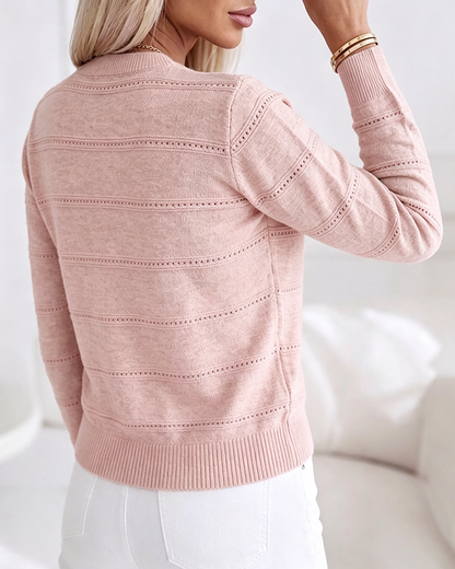 CHICMELIVE Womens Pearl Beaded Knit Cardigan Long Sleeve Cropped Sweater
