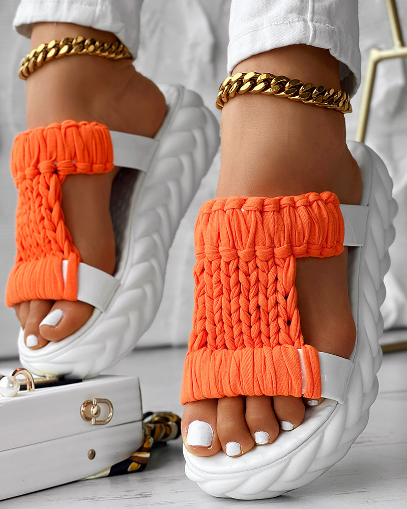 Braided Cutout Round Toe Casual Slippers