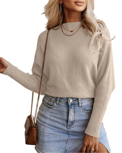CHICMELIVE Womens Fall Boatneck Long Batwing Sleeve Sweaters
