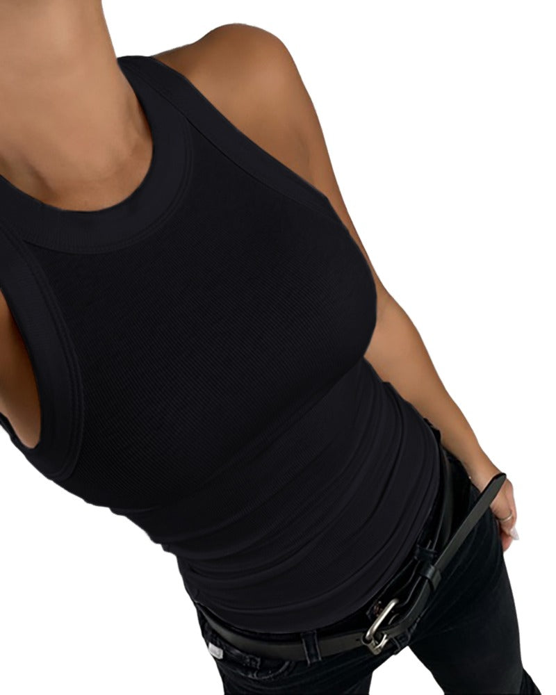 CHICMELIVE Women's High Neck Ribbed Tank Top Cami