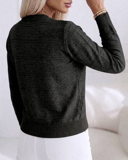 CHICMELIVE Womens Pearl Beaded Knit Cardigan Long Sleeve Cropped Sweater