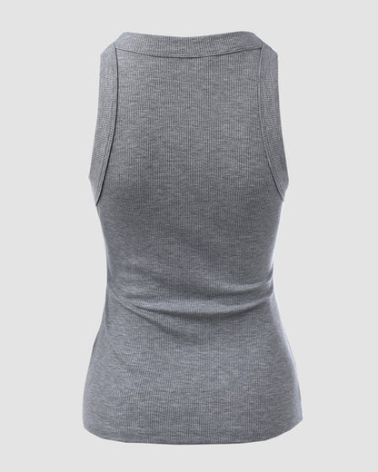 O-Neck Sleeveless Basic Slim Fit Skinny Tank Casual Top(Without Pads)